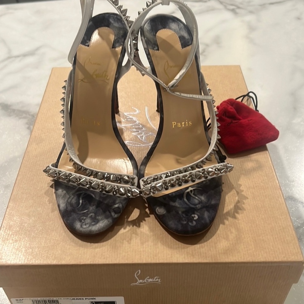 Christian Louboutin Black and White Studded Women's Heels